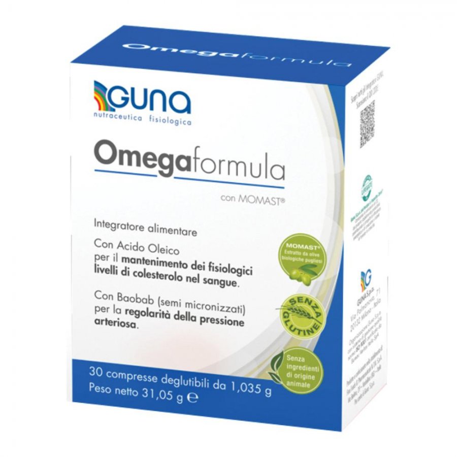 Guna Omegaformula 30 Compresse - Integratore Alimentare con Baobab, Momast, Vitamina B6, Acido Folico, Olio di Borragine