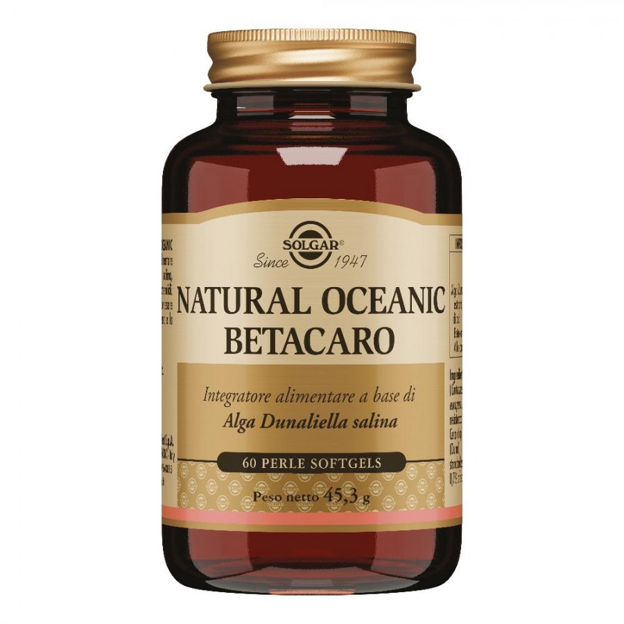 Solgar - Natural Oceanic Betacaro 60 Perle Softgels - Integratore di Betacarotene da Fonte Oceanica Naturale