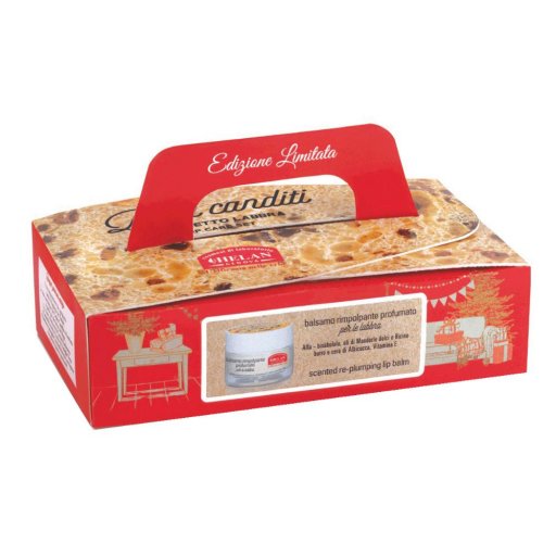 Helan Kit Panettone Labbra Scrub Levigante 13ml + Balsamo Rimpolpante 13ml - Cofanetto Panettone Baci Canditi