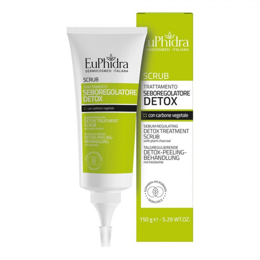 Euphidra Scrub Seboregolatore Detox con Carbone Vegetale 150g - Scrub pre-shampoo per cuoio capelluto oleoso