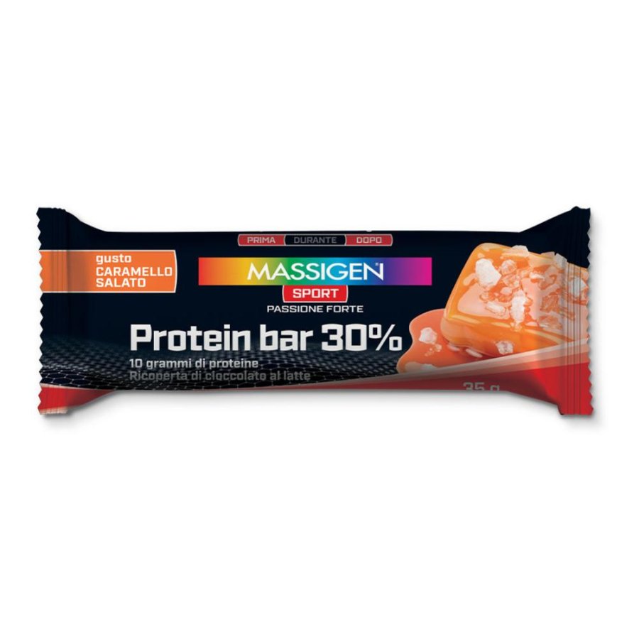 Massigen Sport Protein Bar 30% Caramello Salato, 35 g Massigen Sport Protein Bar 30% Caramello Salato, 35 g