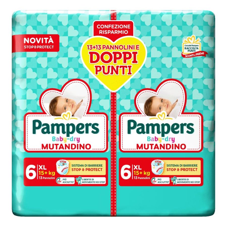Pampers Baby Dry Mutandino Taglia 6, XL 26 Pannolini Pampers Baby Dry Mutandino Taglia 6, XL 26 Pannolini