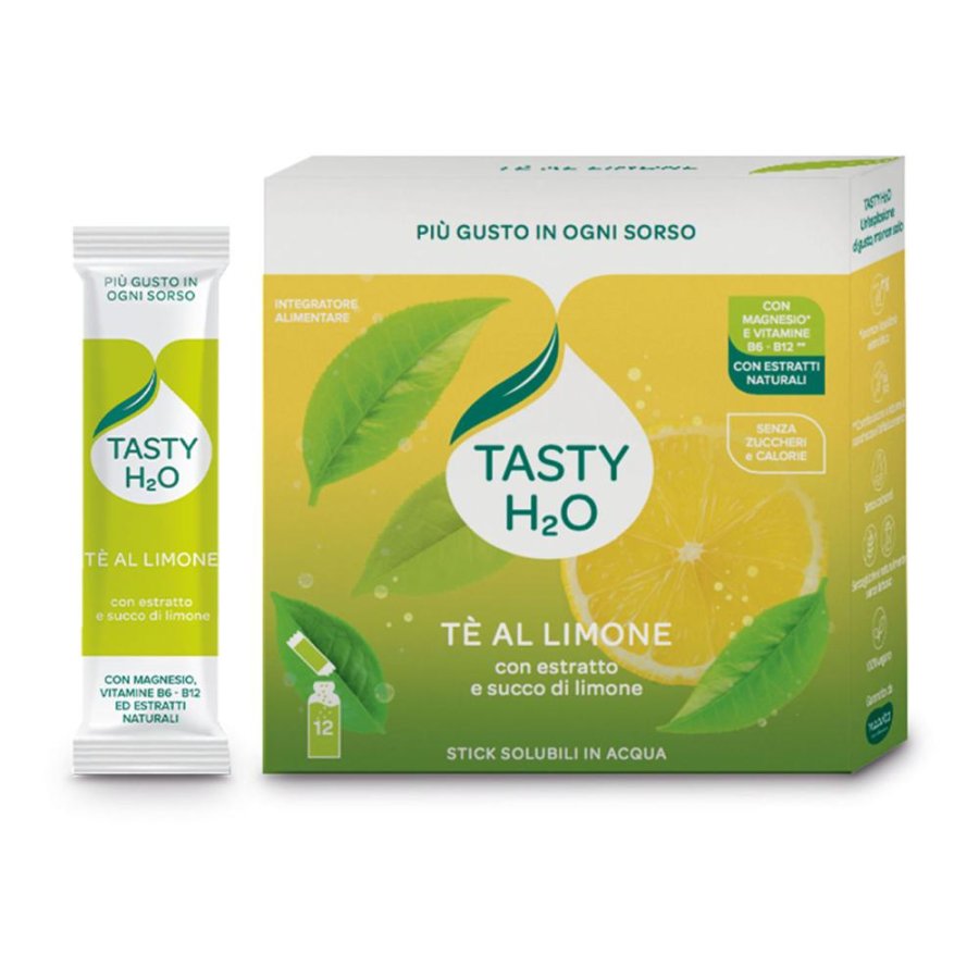 Tasty H2O Integratore Idratante al Limone, 12 Stick Pack