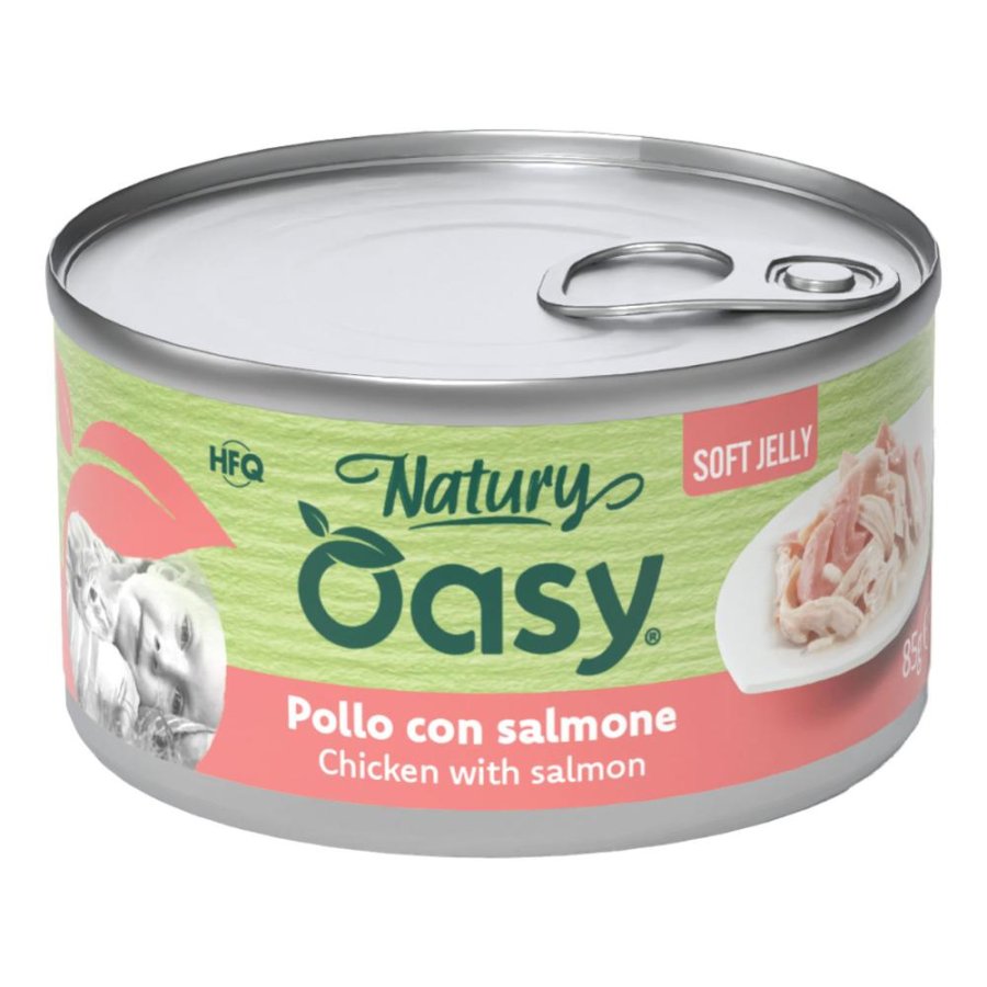 OASY GATTO NATURY SOFT JELLY POLLO CON SALMONE 85GR (lattina)