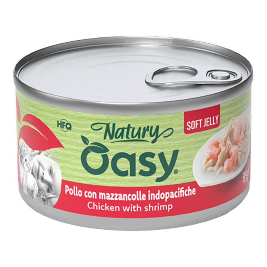OASY GATTO NATURY SOFT JELLY POLLO CON MAZZANCOLLE 85GR (lattina)
