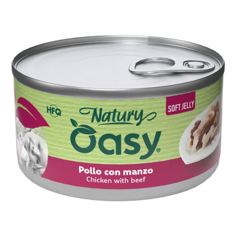 OASY GATTO NATURY SOFT JELLY POLLO CON MANZO 150GR (lattina)