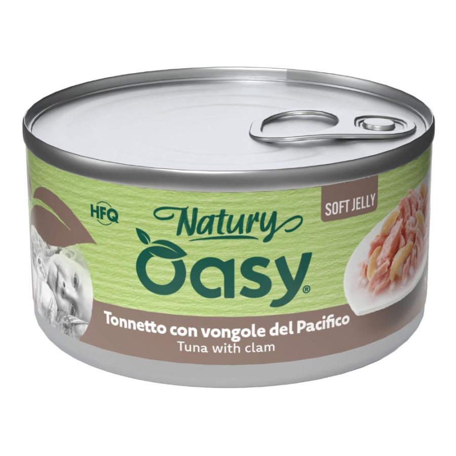 OASY GATTO NATURY SOFT JELLY TONNETTO CON VONGOLE DEL PACIFICO 150GR (lattina)