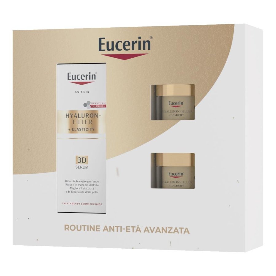 Eucerin Hyaluron Filler + Elasticity Cofanetto Routine Anti-Età Avanzata, 30 ml Siero, 20 ml Crema Giorno, 20 ml Crema Notte Eucerin Hyaluron Filler + Elasticity Cofanetto Routine Anti-Età Avanzata, 30 ml Siero, 20 ml Crema Giorno, 20 ml Crema Notte