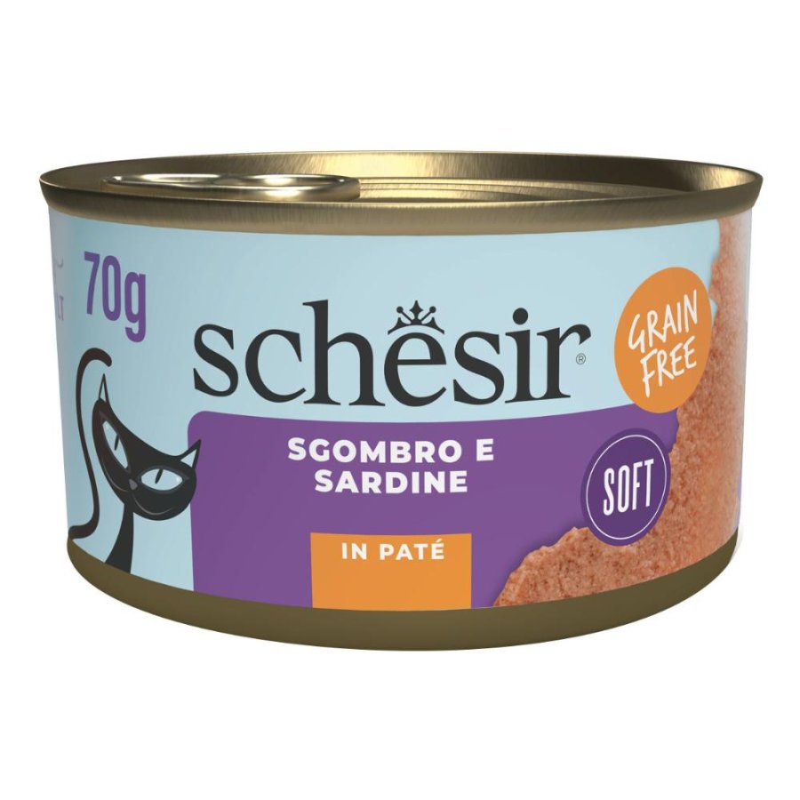 SCHESIR GATTO PAT&Atilde; GRAIN FREE SGOMBRO E SARDINE 70GR (lattina)