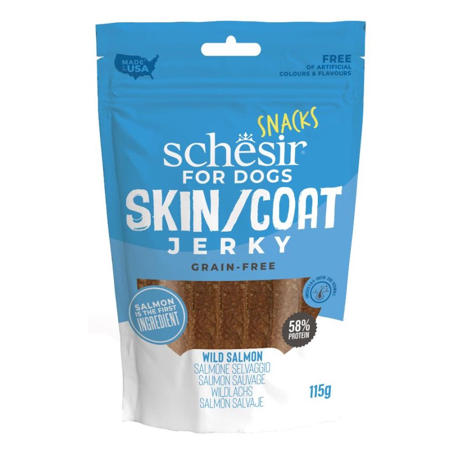 SCHESIR CANE SNACK JERKY SALMONE 115GR