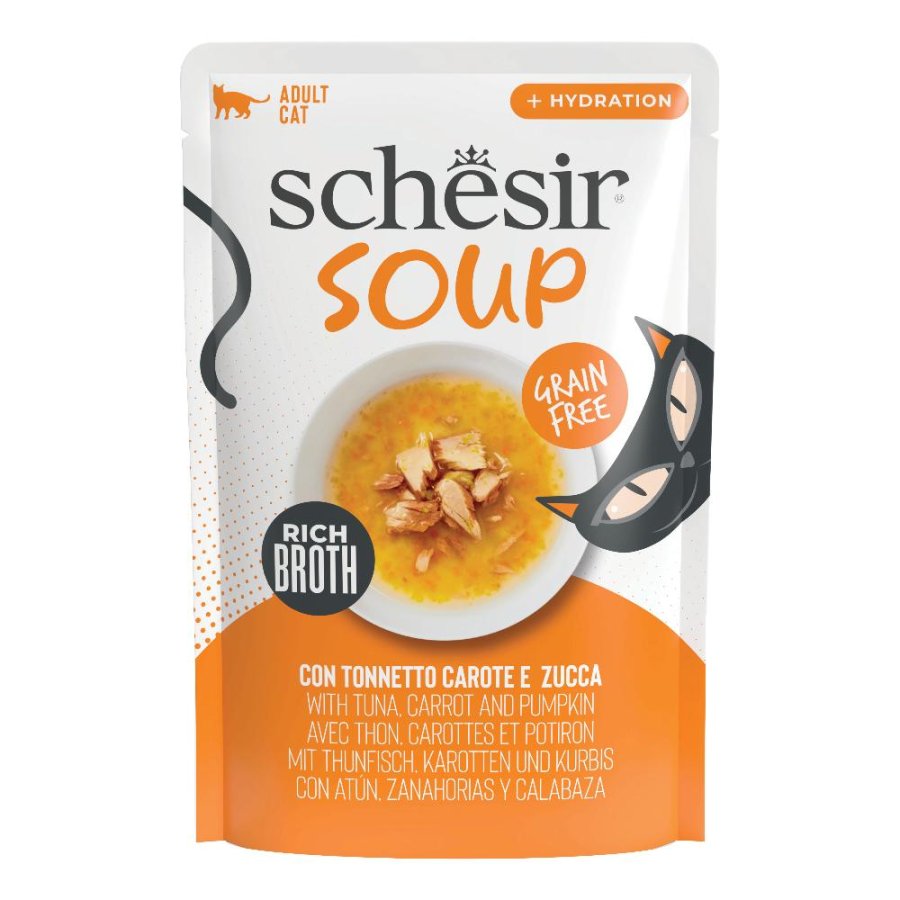 SCHESIR GATTO SOUP GRAIN FREE TONNETTO CAROTE ZUCCA 40GR (bustina)