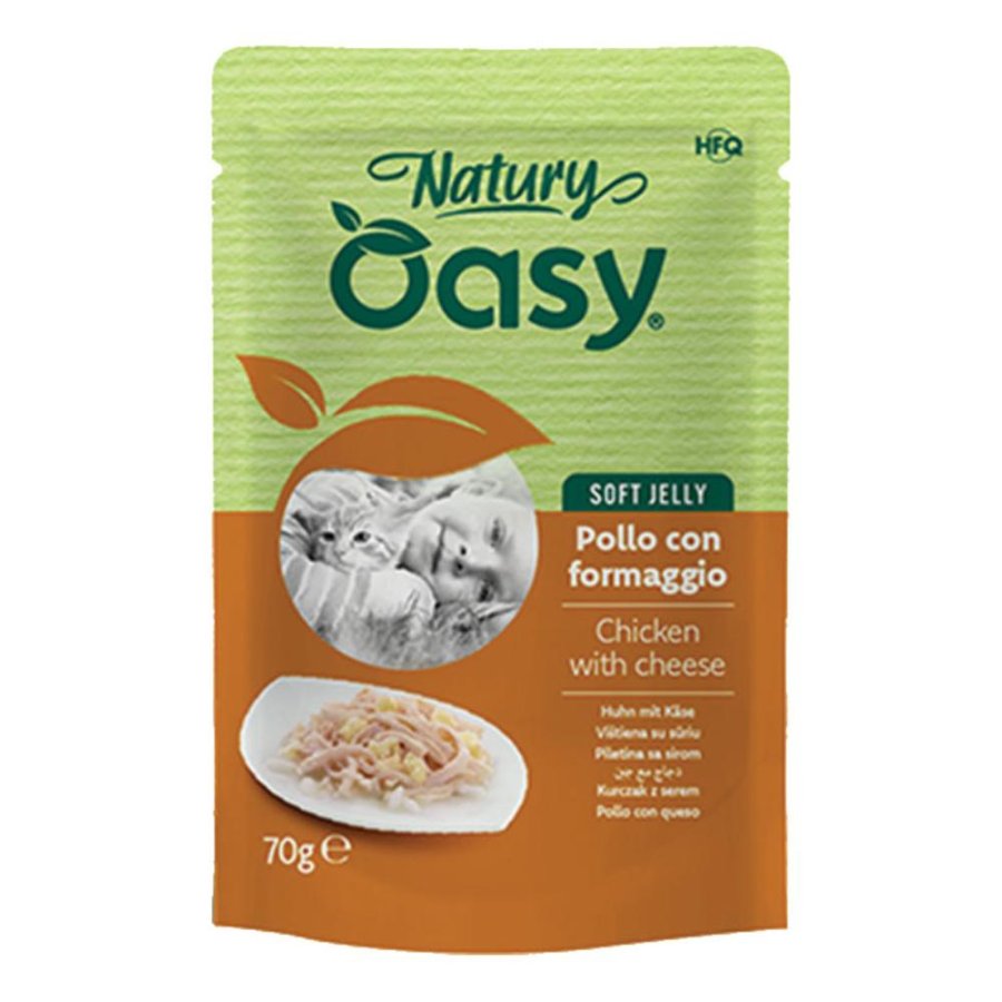 OASY GATTO NATURY SOFT JELLY POLLO CON FORMAGGIO 70GR (bustina)