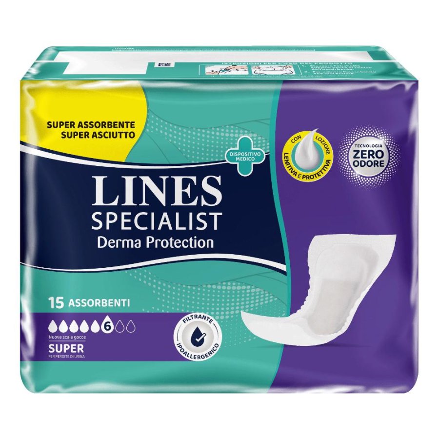Lines Specialist Derma Protection Assorbenti Incontinenza, 15 Pezzi Lines Specialist Derma Protection Assorbenti Incontinenza, 15 Pezzi