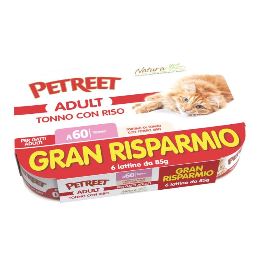 PETREET GATTO A60 TONNO RISO 6x85GR (lattina) MULTIPACK
