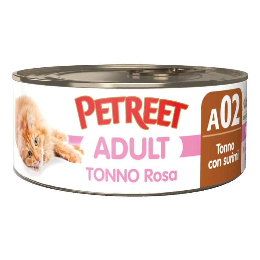 PETREET GATTO ADULT A02 TONNO ROSA SURIMI ARAGOSTA 70GR (lattina)