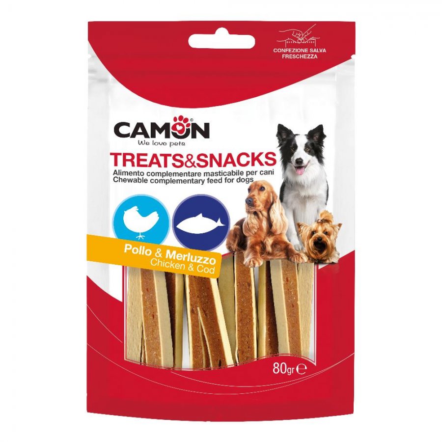 Treats&Snacks Sandwich Pollo e Merluzzo 80g - Alimento Complementare Masticabile Per Cani