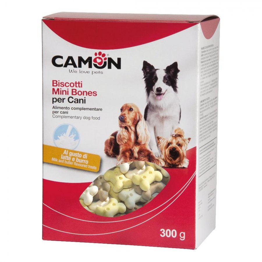 Biscotti Mini Bones Alimento Complementare per Cani - 300g - Gusto Latte e Burro - Snack Saporito per Cani di Taglia Piccola