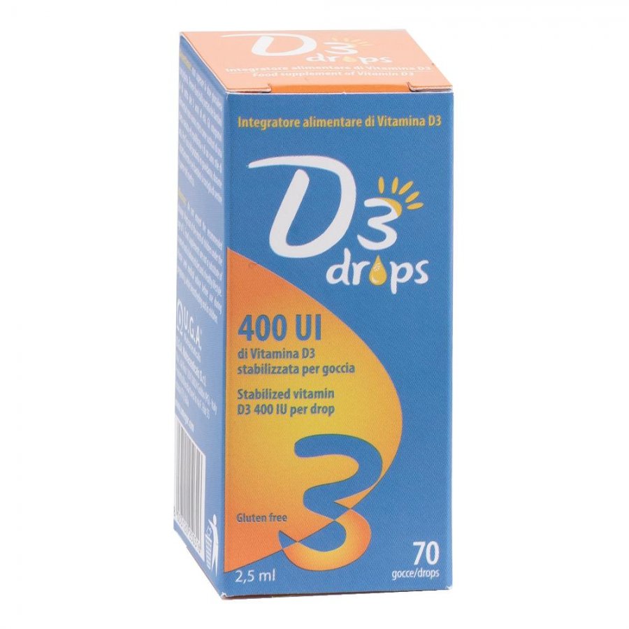 D3 Drops 400 UI Gocce 2,5ml - Integratore di Vitamina D3 - 400 Unità Internazionali - Supporto per la Salute Ossea