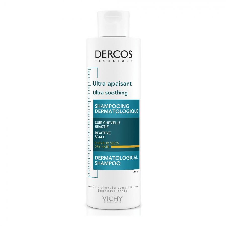 Vichy Dercos Shampoo Ultra Lenitivo Capelli Secchi 200ml - Delicata pulizia e idratazione intensa per capelli morbidi e setosi