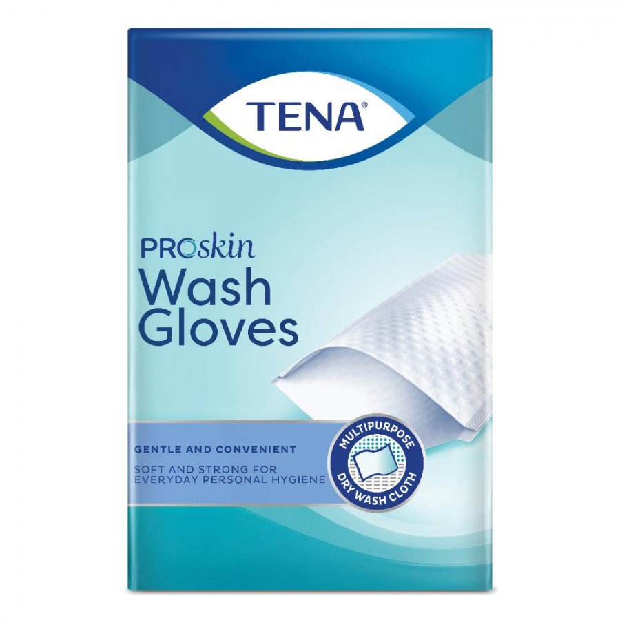 Tena Wash Glove 50 Pezzi - Il Comfort del Bagno a Letto Senza Preoccupazioni