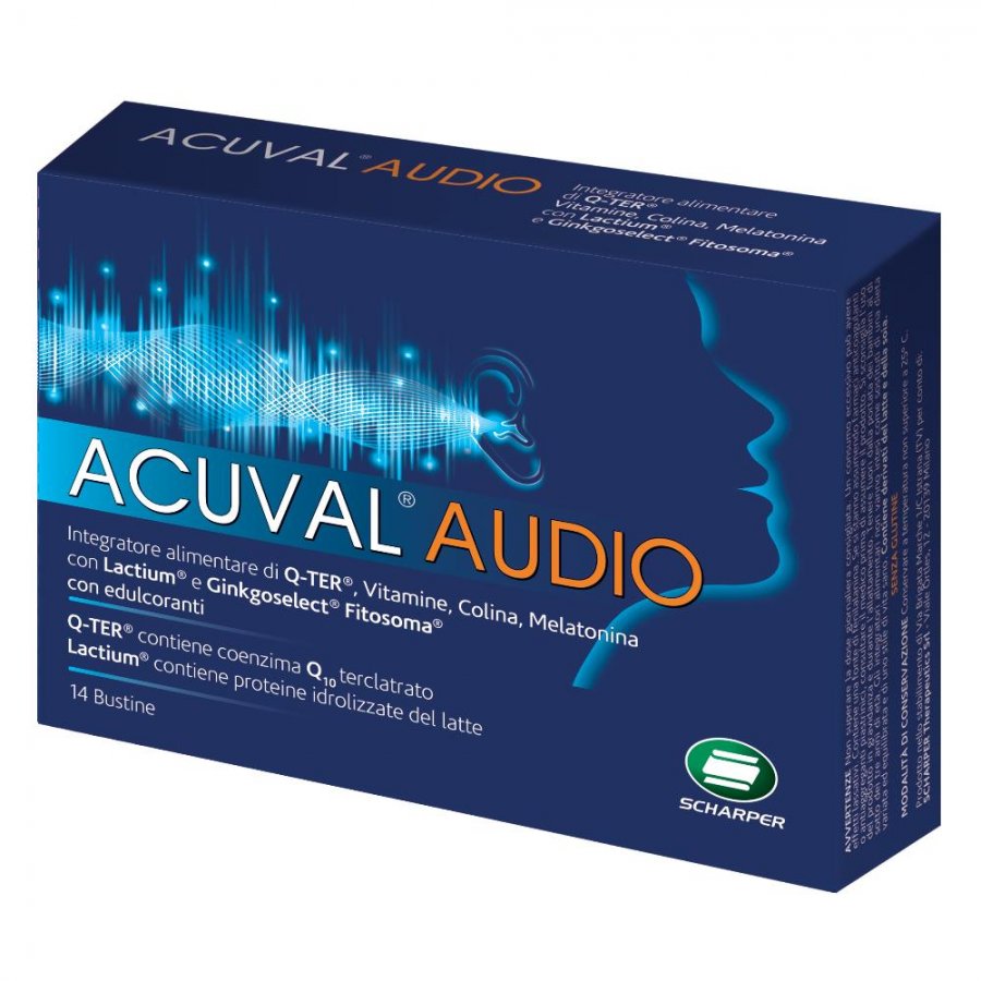 Acuval Audio 14 Buste - Integratore Alimentare per il Benessere Uditivo - Confezione da 14 Buste da 1,8g - Supporto per l'Audizione e l'Orecchio
