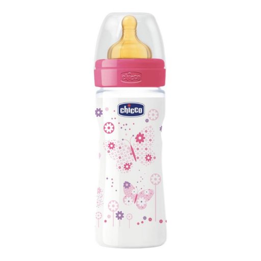 Chicco Biberon Benessere Girl Caucciù 250ml - Biberon Anti-Colica per Bambina