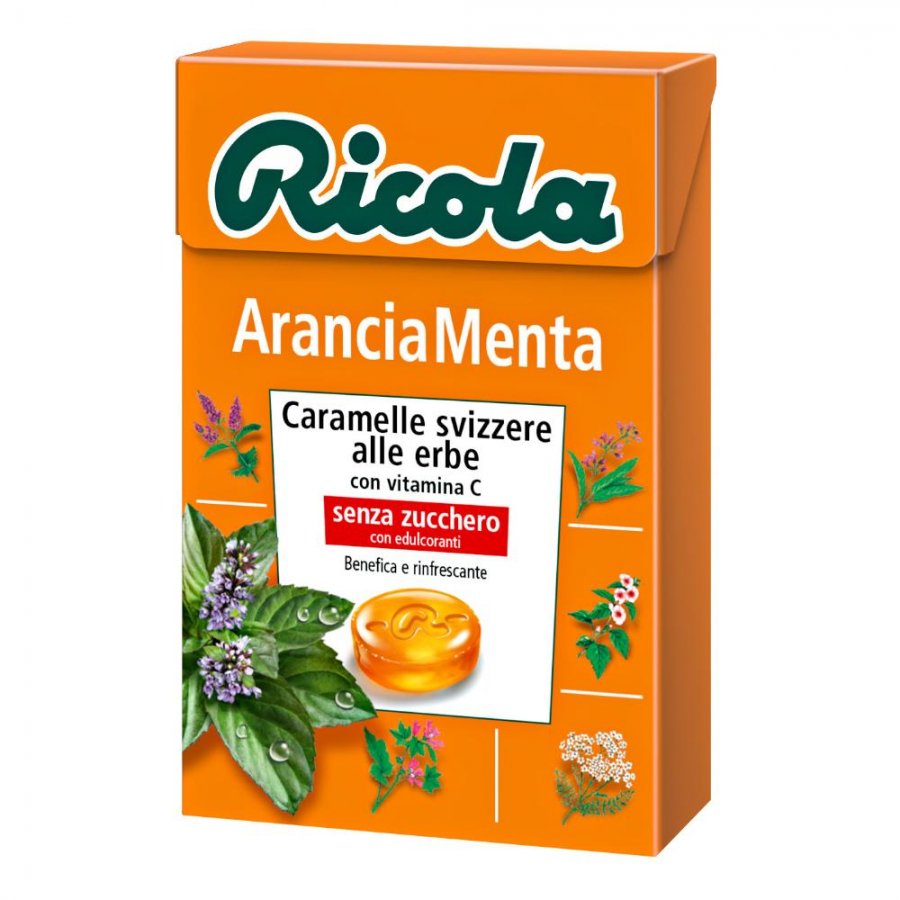 Ricola  AranciaMenta  Caramelle svizzere alle erbe con vitamina C senza zucchero con edulcoranti 50g