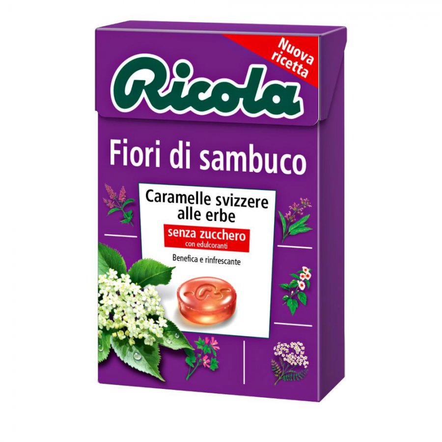 Ricola  Fiori di sambuco  Caramelle svizzere alle erbe senza zucchero 50g