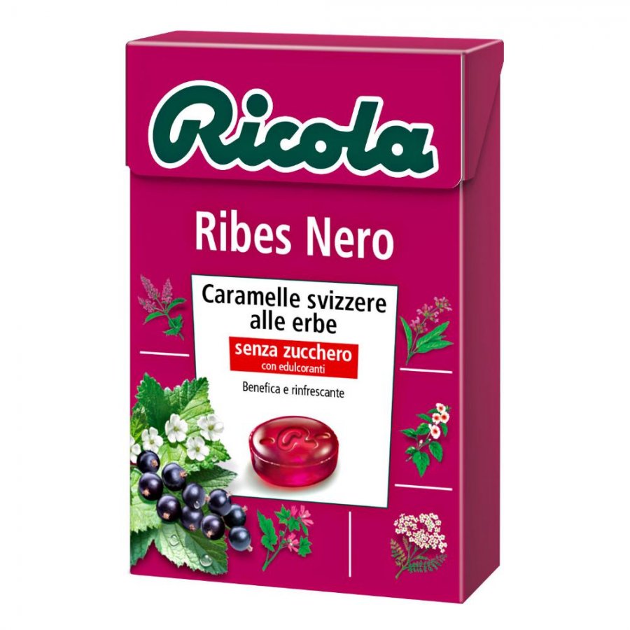 Ricola  Ribes Nero  Caramelle svizzere alle erbe senza zucchero 50g