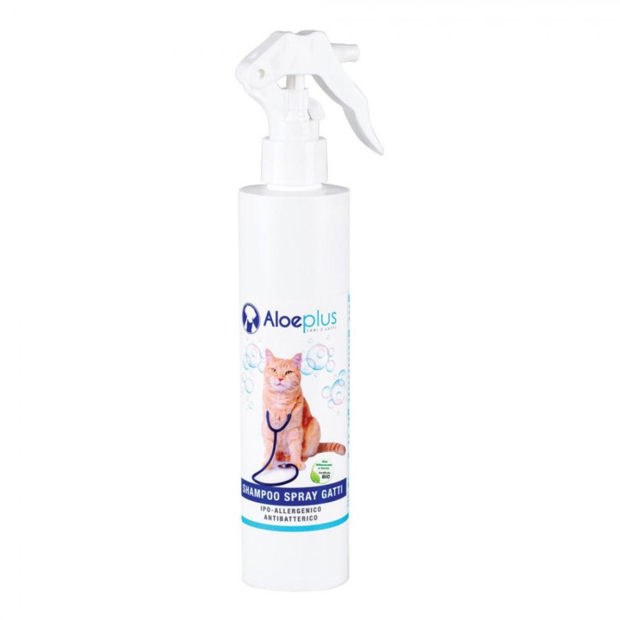 Aloeplus Shampoo Ipo-Allergenico Antibatterico Spray 250ml per Gatti - Igiene e Benessere Felino
