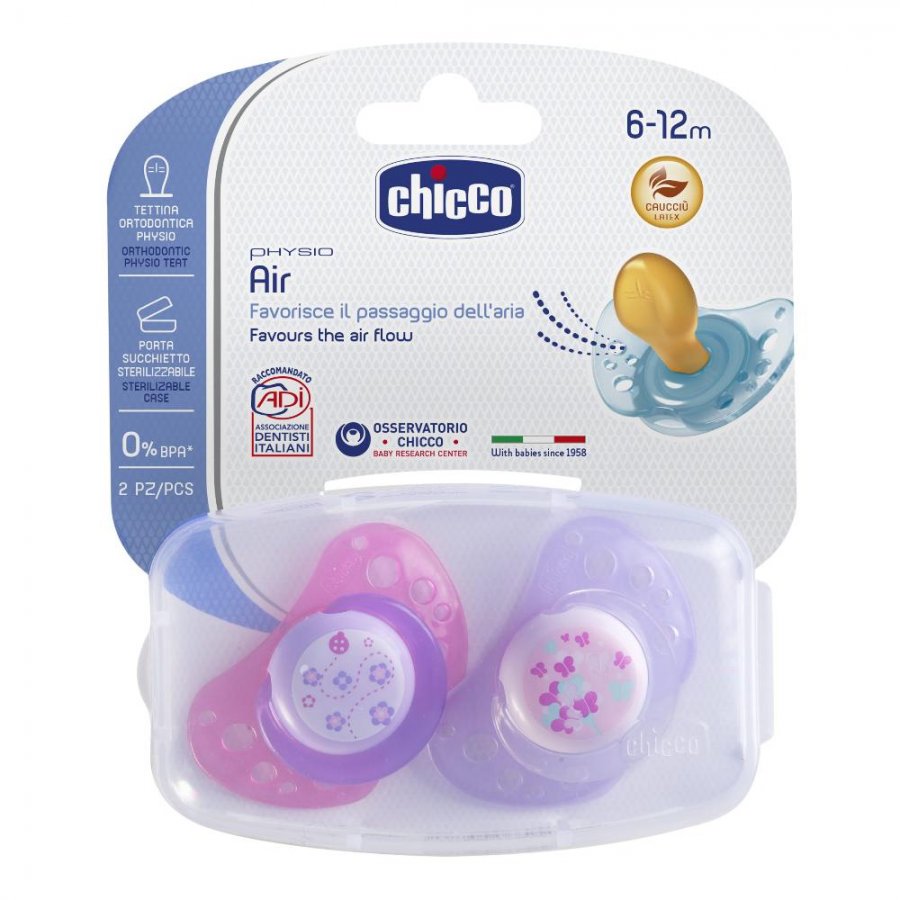 Chicco PhysioForma Air Succhietto 2 Pezzi Rosa 6-16 Mesi - Tettarella in Caucciù