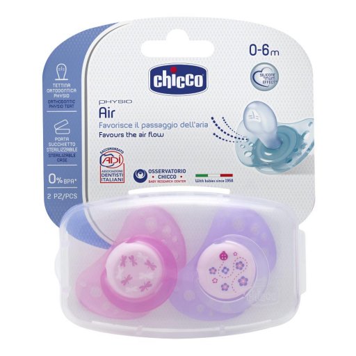 Chicco Succhietto Air Girl Silicone 0-6 Mesi 2 Pezzi - Succhietto Air Silicone 0-6 Mesi