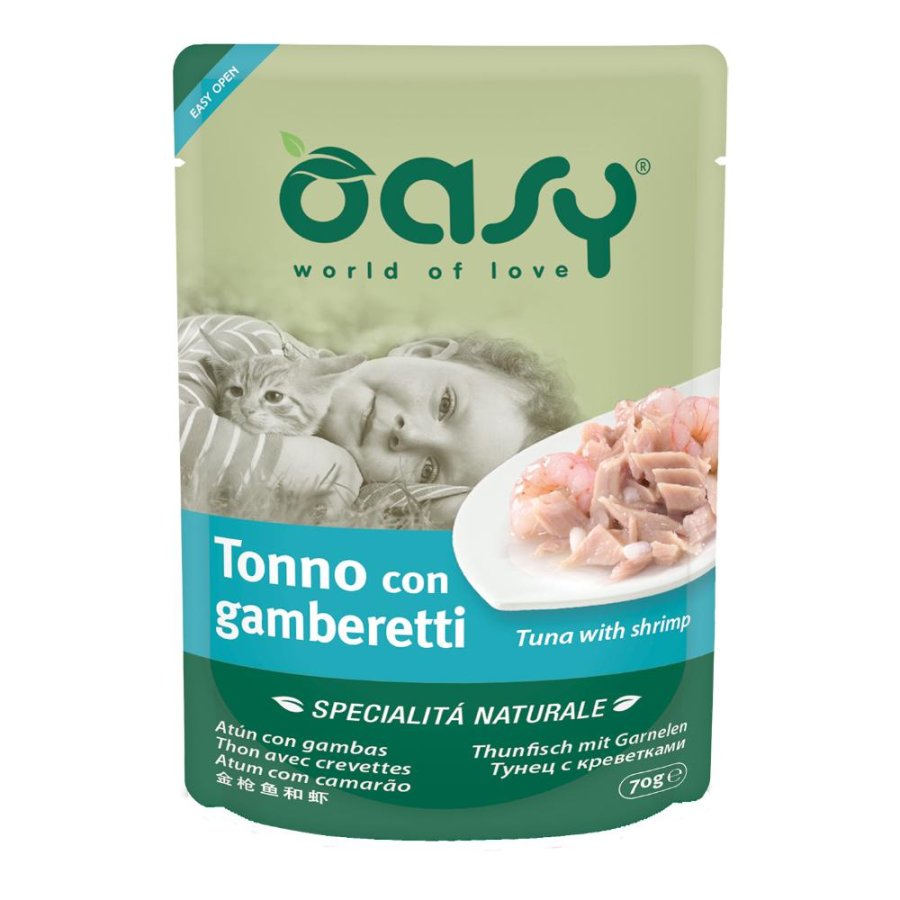 OASY GATTO SPECIALITA' TONNO GAMBERETTI 70GR (bustina)