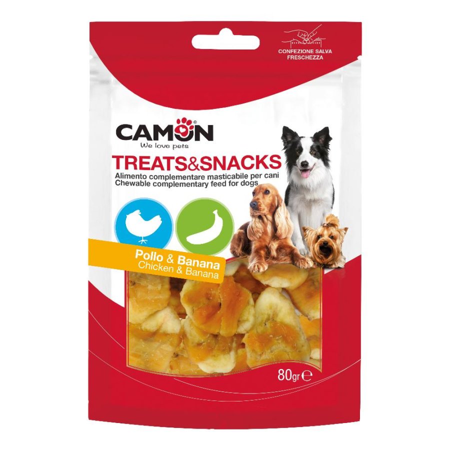 CAMON CANE SNACK TREATS BOCCONCINI POLLO BANANA 80GR