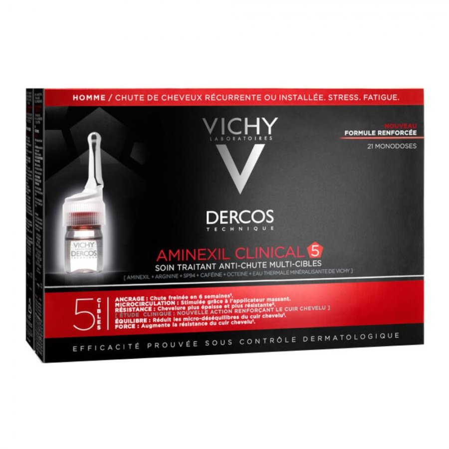Vichy Dercos Aminexil Trattamento Anticaduta Uomo 21 Fiale x 6 ml - Riduci la caduta dei capelli con efficacia