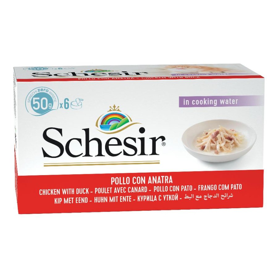 SCHESIR GATTO BRODO DI COTTURA POLLO ANATRA 6x50GR (lattina) MULTIPACK