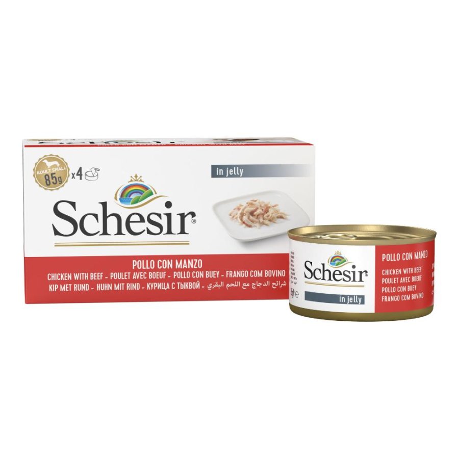 SCHESIR CANE JELLY POLLO MANZO 4x85GR (lattina) MULTIPACK