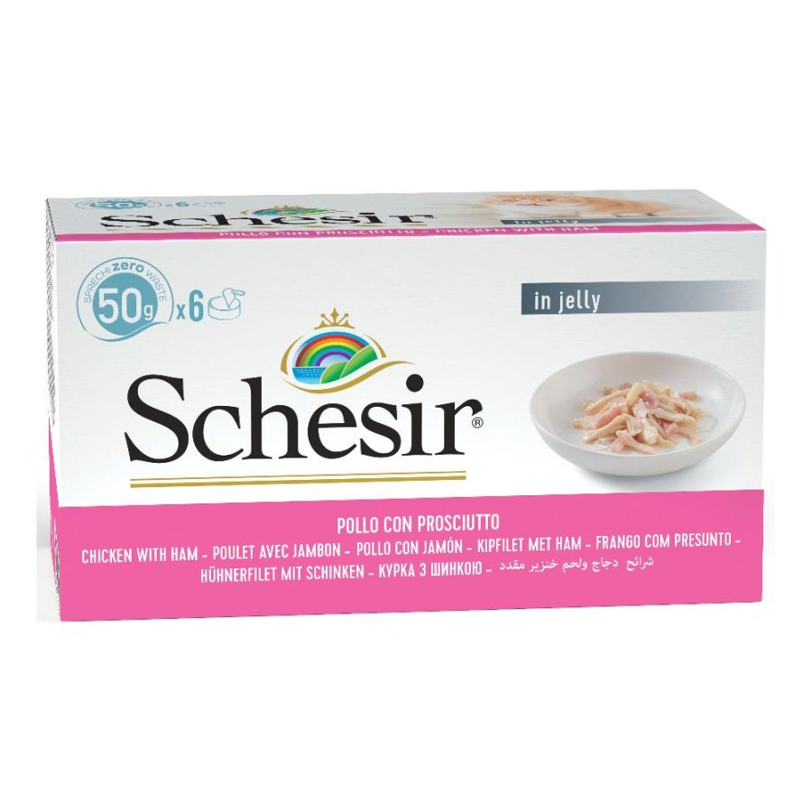 SCHESIR GATTO JELLY POLLO PROSCIUTTO 6x50GR (lattina) MULTIPACK