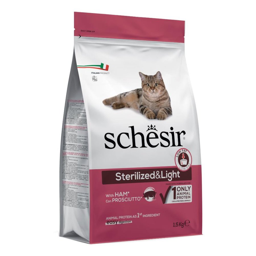 SCHESIR GATTO STERILIZED LIGHT LOW FAT PROSCIUTTO 1,5KG