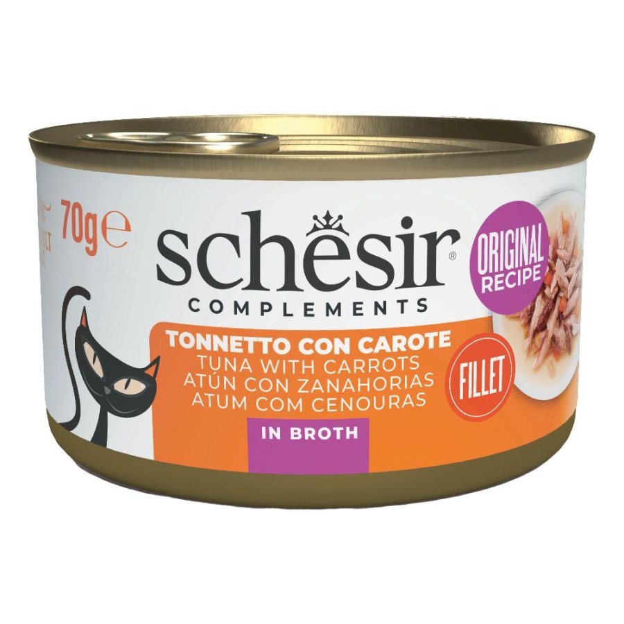 SCHESIR GATTO BRODO DI COTTURA TONNO CAROTE 70GR (lattina)