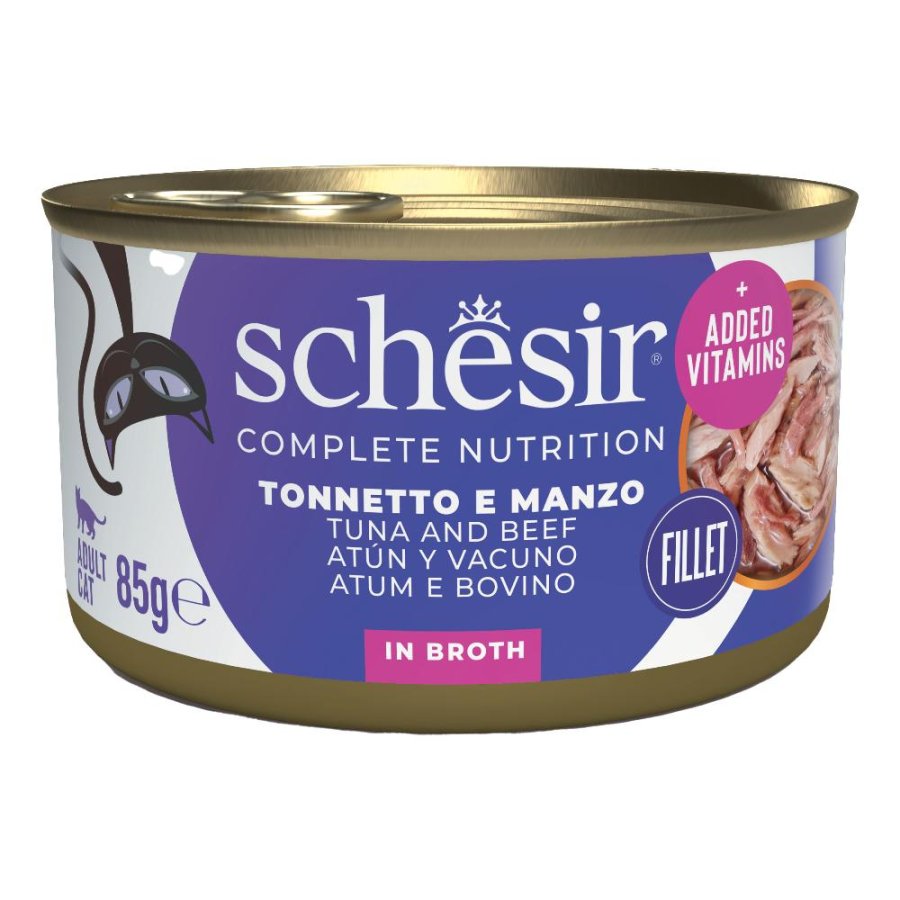 SCHESIR GATTO BRODO DI COTTURA TONNETTO MANZO 85GR (lattina)