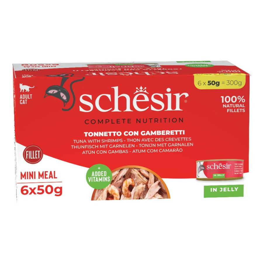 SCHESIR GATTO JELLY TONNETTO GAMBERETTI 6x50GR (lattina) MULTIPACK