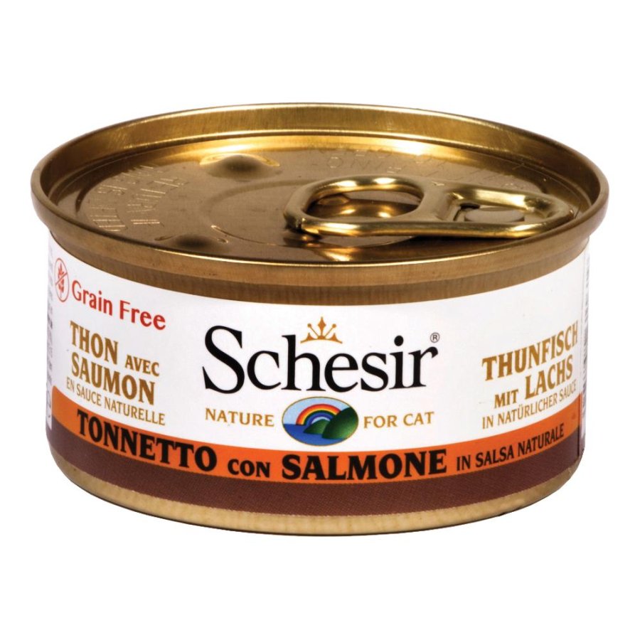 SCHESIR GATTO SALSA NATURALE GRAIN FREE TONNETTO SALMONE 70GR (lattina)
