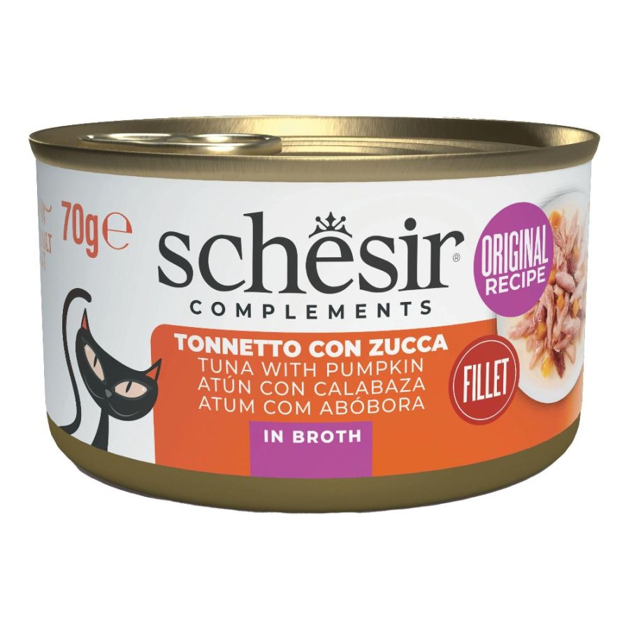 SCHESIR GATTO BRODO DI COTTURA TONNETTO ZUCCA 70GR (lattina)
