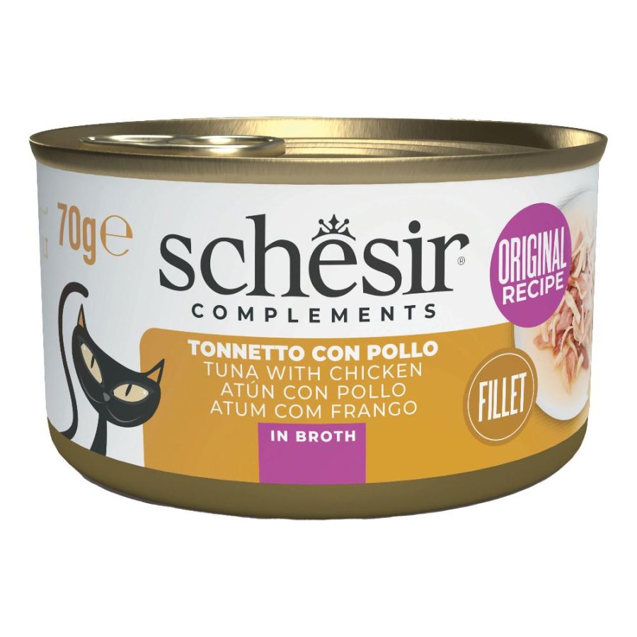 SCHESIR GATTO BROOD DI COTTURA TONNETTO POLLO 70GR (lattina)