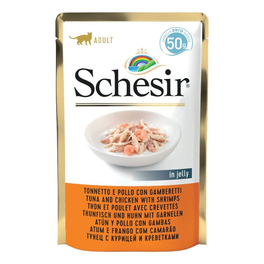 SCHESIR GATTO FILETTI JELLY POLLO GAMBERETTI 50GR (bustina)