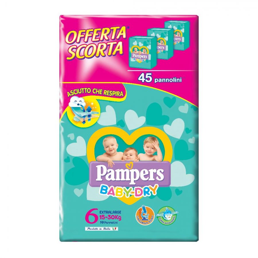 Pampers Baby Dry Taglia 6XL 45 Pezzi