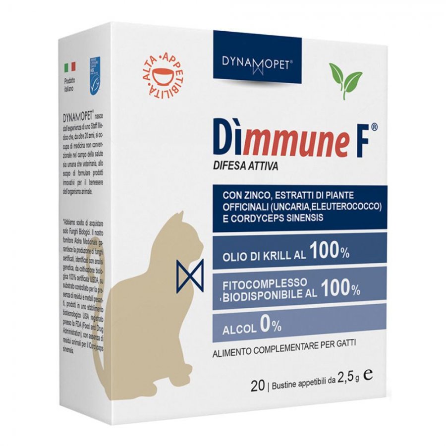 Dìmmune F Difesa Attiva Alimento Complementare Per Gatti 20 Bustine da 2,5g - Sostegno Immunitario per Gatti