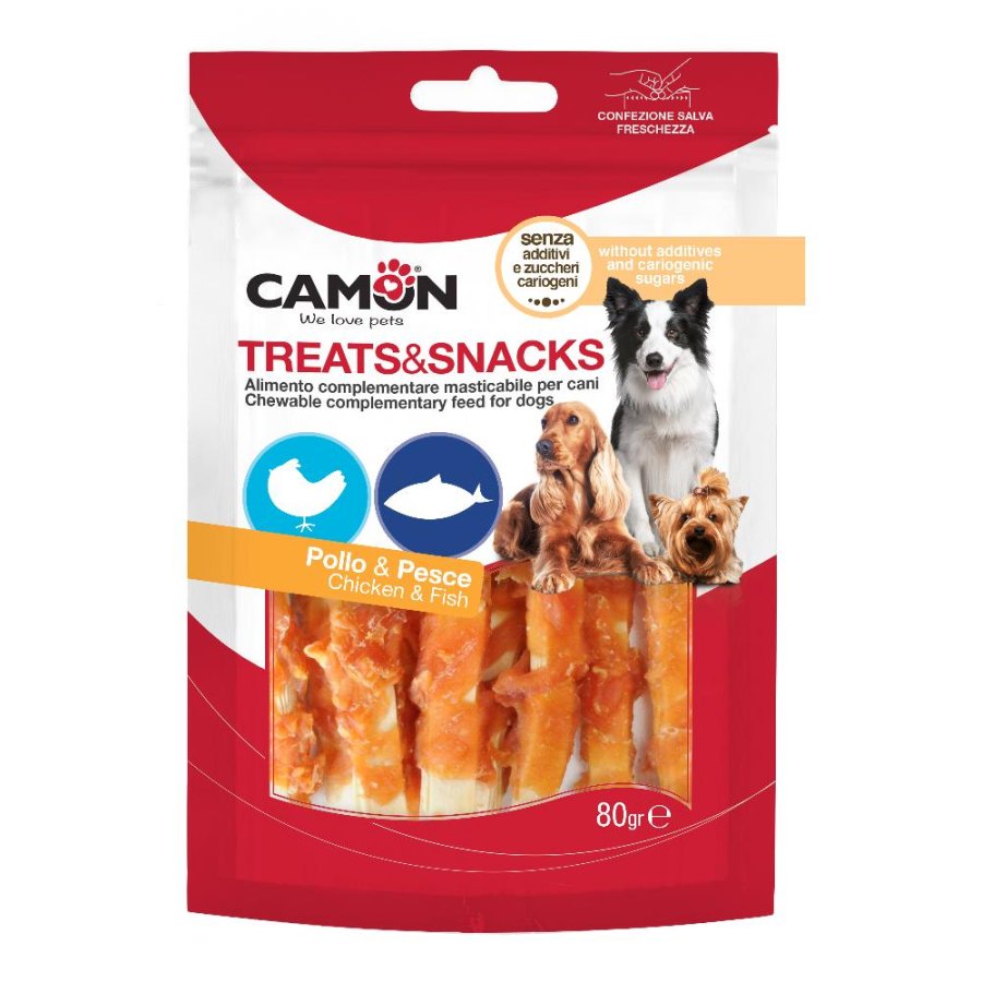 CAMON CANE SNACK TREATS INVOLTINI POLLO PESCE 80GR