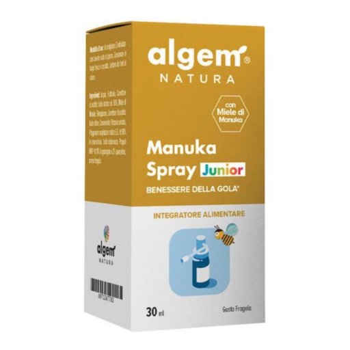 Algem Manuka Spray Junior Gola Integratore Alimentare 30ml - Benessere di Naso e Gola per Bambini